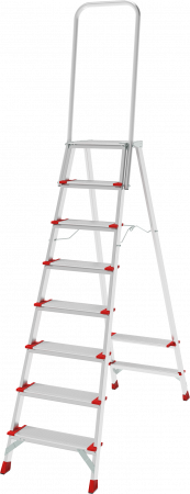 Профессиональная анодированная стремянка со ступенями 130 мм, складной площадкой 350×260 мм и дугой безопасности 800 мм NV 3139А артикул 3139108A