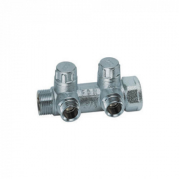 FAR  Запорный коллектор 1" (ВР-НР) 3/4" НР(EU) 2 отвода  FK 3860 134