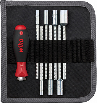 Отвертка Wiha с малым набором торцевых ключей SYSTEM 6 в сумке-скатке