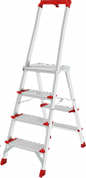 Профессиональная алюминиевая стремянка со ступенями 130 мм, складной площадкой 350×260 мм и органайзером NV 3138 артикул 3138104