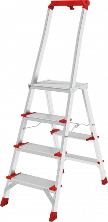 Профессиональная алюминиевая стремянка со ступенями 130 мм, складной площадкой 350×260 мм и органайзером NV 3138 артикул 3138104