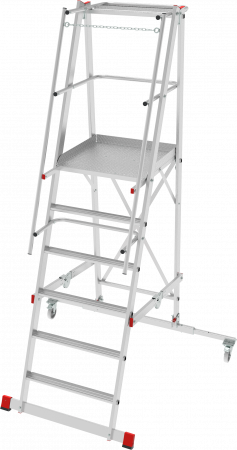 Индустриальная передвижная складная лестница-стремянка с платформой NV 5540 артикул 5540106