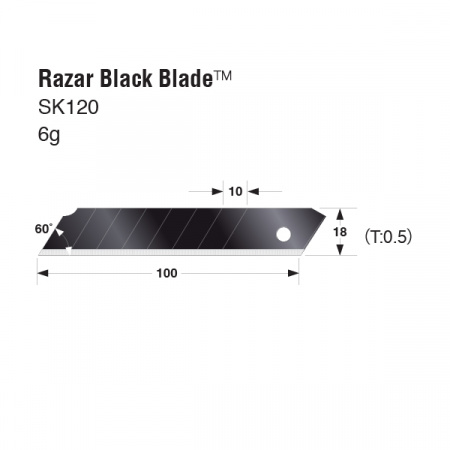 Лезвия Razar Black, 18 мм, для ножей LC-500,501,520,521,510 /10 шт. в футляре TAJIMA LCB50RBC/K1