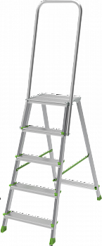 Стремянка стальная с алюминиевыми ступенями, площадкой 350×260 мм и дугой безопасности 800 мм NV 2136