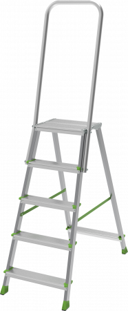Стремянка стальная с алюминиевыми ступенями, площадкой 350×260 мм и дугой безопасности 800 мм NV 2136 артикул 2136105