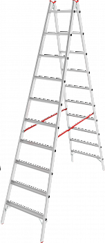 Индустриальная двухсторонняя алюминиевая стремянка с развальцованными ступенями NV5120 артикул 5120210