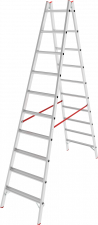 Индустриальная двухсторонняя алюминиевая стремянка с развальцованными ступенями NV5120 артикул 5120210