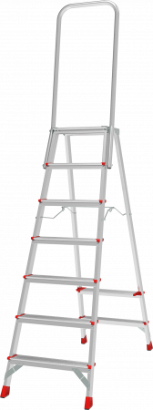 Профессиональная алюминиевая стремянка с площадкой 350×260 мм и дугой безопасности 800 мм NV 3136 артикул 3136107