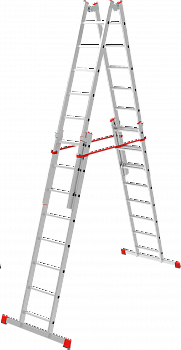 Индустриальная двухсторонняя алюминиевая стремянка с регулировкой высоты NV5183