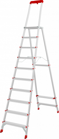 Профессиональная анодированная стремянка с площадкой 350×260 мм и органайзером NV 3135А артикул 3135110A