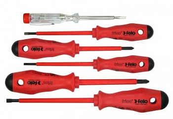 Набор отверток диэлектрических SL/PH, отвертка тестер напряжения сети , 6 шт FELO 513 961 98