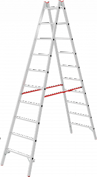 Индустриальная двухсторонняя алюминиевая стремянка с перекладинами NV5123 артикул 5123210