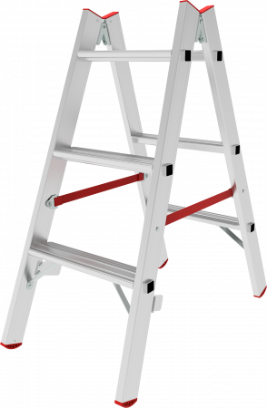 Индустриальная двухсторонняя алюминиевая стремянка с развальцованными ступенями NV5120 артикул 5120203