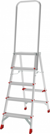 Профессиональная алюминиевая стремянка с площадкой 350×260 мм и дугой безопасности 800 мм NV 3136 артикул 3136105