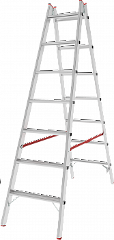 Индустриальная двухсторонняя алюминиевая стремянка с развальцованными ступенями NV5120