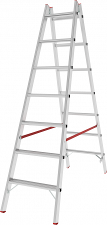Индустриальная двухсторонняя алюминиевая стремянка с развальцованными ступенями NV5120 артикул 5120207