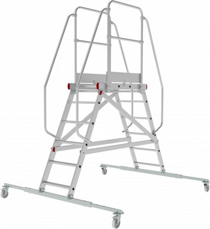 Индустриальная передвижная двухсторонняя лестница-подмости с платформой NV5520 артикул 5520206