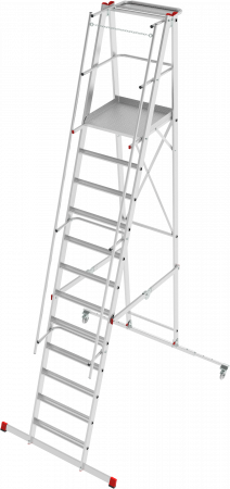 Индустриальная передвижная складная лестница-стремянка с платформой NV 5540 артикул 5540112