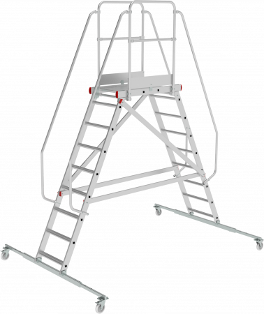 Индустриальная передвижная двухсторонняя лестница-подмости с платформой NV5520 артикул 5520209