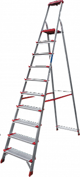 Профессиональная анодированная стремянка со ступенями 130 мм и органайзером NV 3118А артикул 3118110A