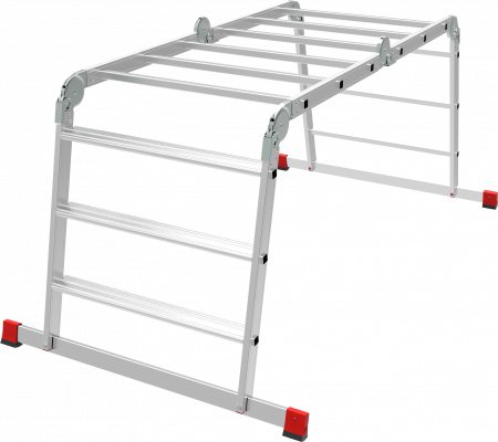 Профессиональная алюминиевая лестница-трансформер с развальцованными ступенями, ширина 800 мм NV3326