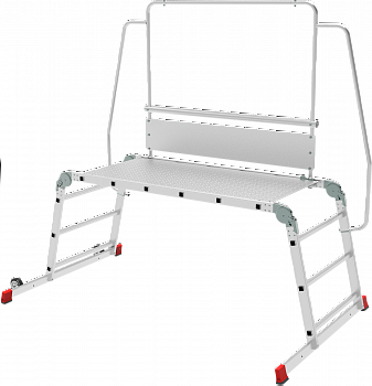 Индустриальные алюминиевые подмости с рабочей высотой до 3 м с металлическим настилом и поручнем NV5341 артикул 5341363