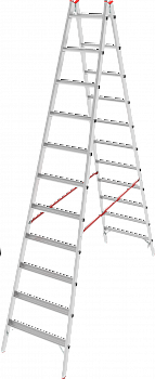 Индустриальная двухсторонняя алюминиевая стремянка с развальцованными ступенями NV5120 артикул 5120211