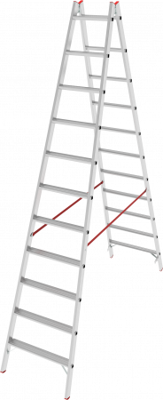 Индустриальная двухсторонняя алюминиевая стремянка с развальцованными ступенями NV5120 артикул 5120211