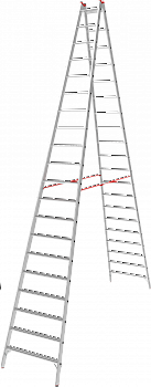 Индустриальная двухсторонняя алюминиевая стремянка с развальцованными ступенями NV5120 артикул 5120220