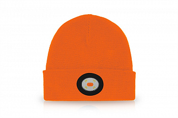 Шапка с фонариком оранжевая 150 Lm USB