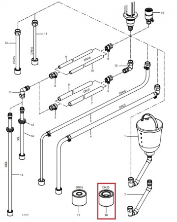Фильтр DN25-18mesh-SSt всасывающей системы Leopard 35-70 (Suction filter DN25-18mesh-SSt арт. 2323325)