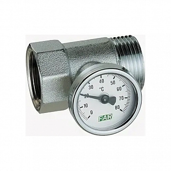 FAR  Хромированный тройник с термометром (ВР-НР) хром  FK 3432 1