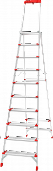 Профессиональная алюминиевая стремянка со ступенями 130 мм, складной площадкой 350×260 мм и органайзером NV 3138 артикул 3138110