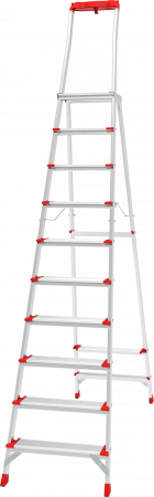 Профессиональная алюминиевая стремянка со ступенями 130 мм, складной площадкой 350×260 мм и органайзером NV 3138 артикул 3138110