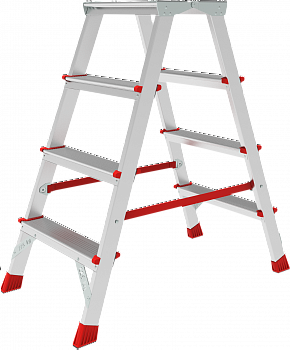 Профессиональная двухсторонняя анодированная стремянка с площадкой 350×260 мм NV3121А артикул 3121204A