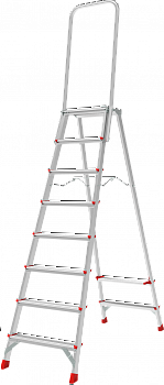Профессиональная алюминиевая стремянка с площадкой 350×260 мм и дугой безопасности 800 мм NV 3136 артикул 3136108