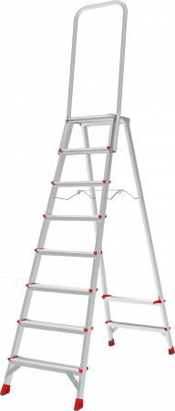 Профессиональная алюминиевая стремянка с площадкой 350×260 мм и дугой безопасности 800 мм NV 3136 артикул 3136108