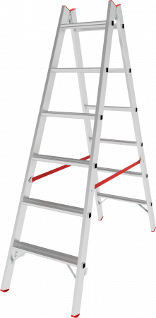 Индустриальная двухсторонняя алюминиевая стремянка с развальцованными ступенями NV5120 артикул 5120206