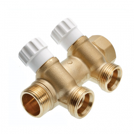 TECE  Коллектор универсальный с запорными вентилями, латунь 3/4" Ek × 2 контура  8730006