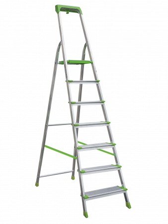 Стремянка алюминиевая со ступенями 130 мм и органайзером NV2118