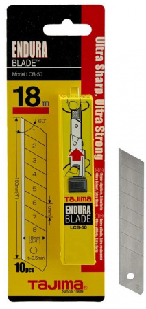 Лезвия, LСB-50, 18 мм,  для ножей  LC-500,501,520,521,510 /10 шт. в футляре TAJIMA LCB50