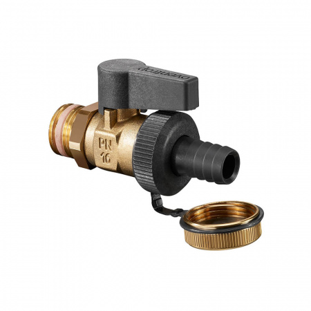 Oventrop  Optiflex KFE шаровый кран, DN 15 PN 16, с колпачком и штуцером для шланга, латунь  1033314