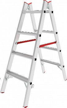 Индустриальная двухсторонняя алюминиевая стремянка с развальцованными ступенями NV5120 артикул 5120204