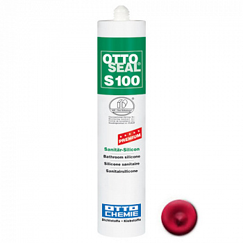 Профессиональный универсальный силиконовый герметик OTTOSEAL S100 PREMIUM С35 (огненно-красный), 300мл