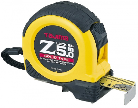 Рулетка Z LOCK 5м/25мм, цвет желтый, обрезиненный корпус TAJIMA Z5L50MG