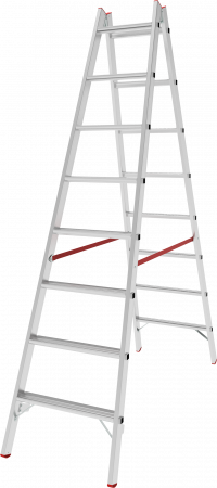 Индустриальная двухсторонняя алюминиевая стремянка с развальцованными ступенями NV5120 артикул 5120208