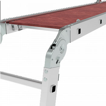 Алюминиевая четырёхсекционная шарнирная лестница-трансформер с помостом, ширина 340 мм NV 1330 артикул 1330405