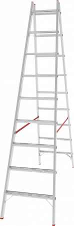 Индустриальная двухсторонняя алюминиевая стремянка с развальцованными ступенями NV5120 артикул 5120209