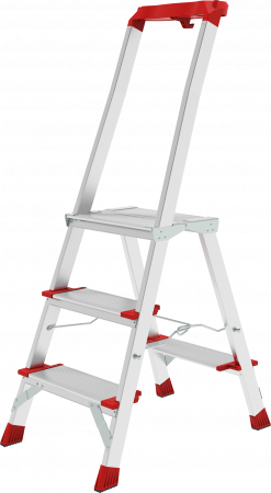 Профессиональная алюминиевая стремянка со ступенями 130 мм, складной площадкой 350×260 мм и органайзером NV 3138 артикул 3138103