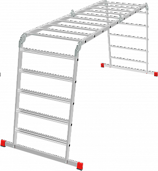Профессиональная алюминиевая лестница-трансформер с развальцованными ступенями, ширина 800 мм NV3326 артикул 3326405